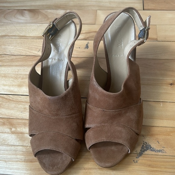 J Crew Julienne Suede Heels brown sandal pump high heel open toe size 8 - Picture 3 of 11